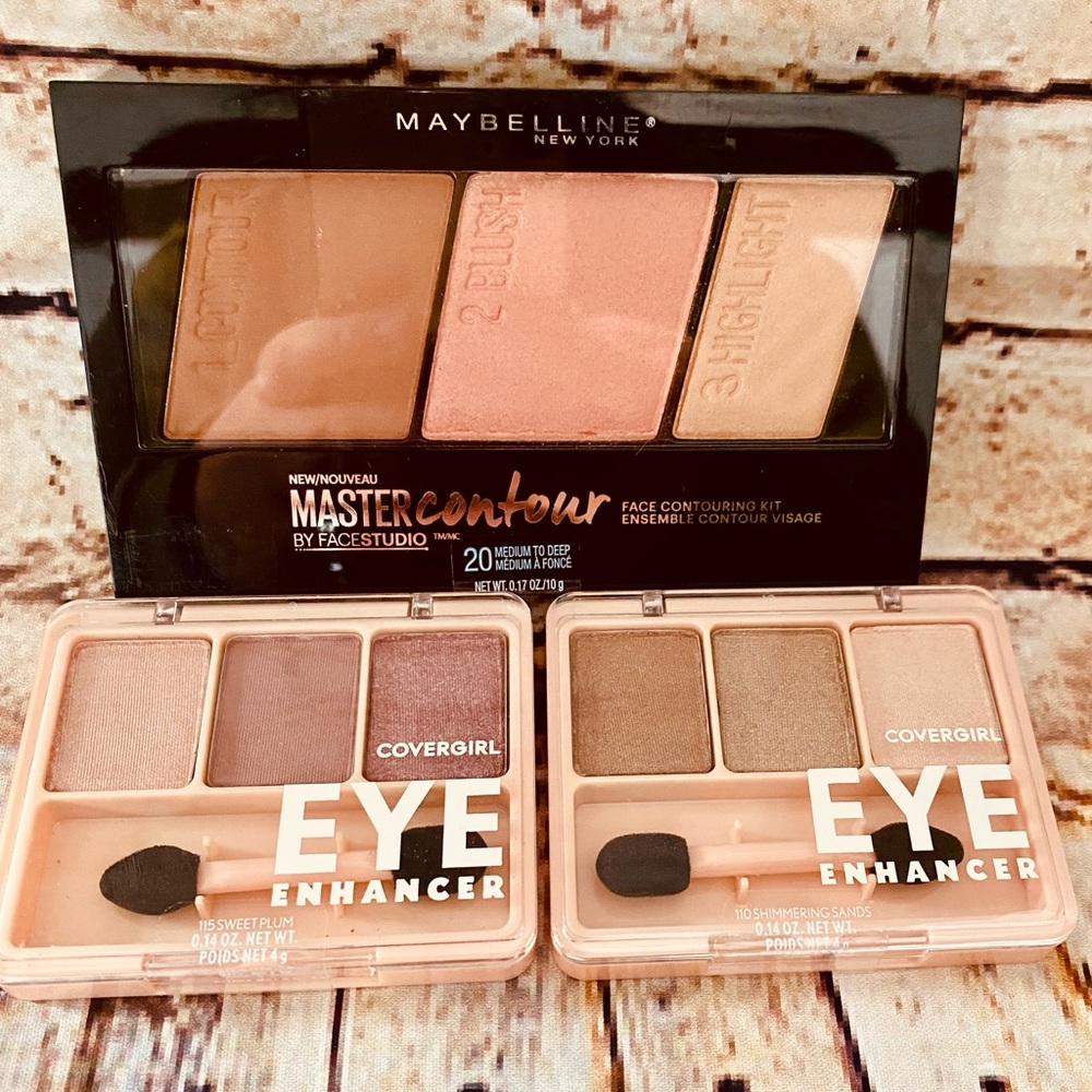 Maybelline Master Contour Kit and 2 eyeshadow pallets